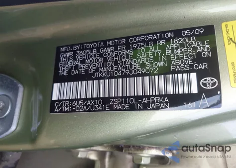 2009 Scion Xd from USA, damaged, VIN JTKKU10479J049072